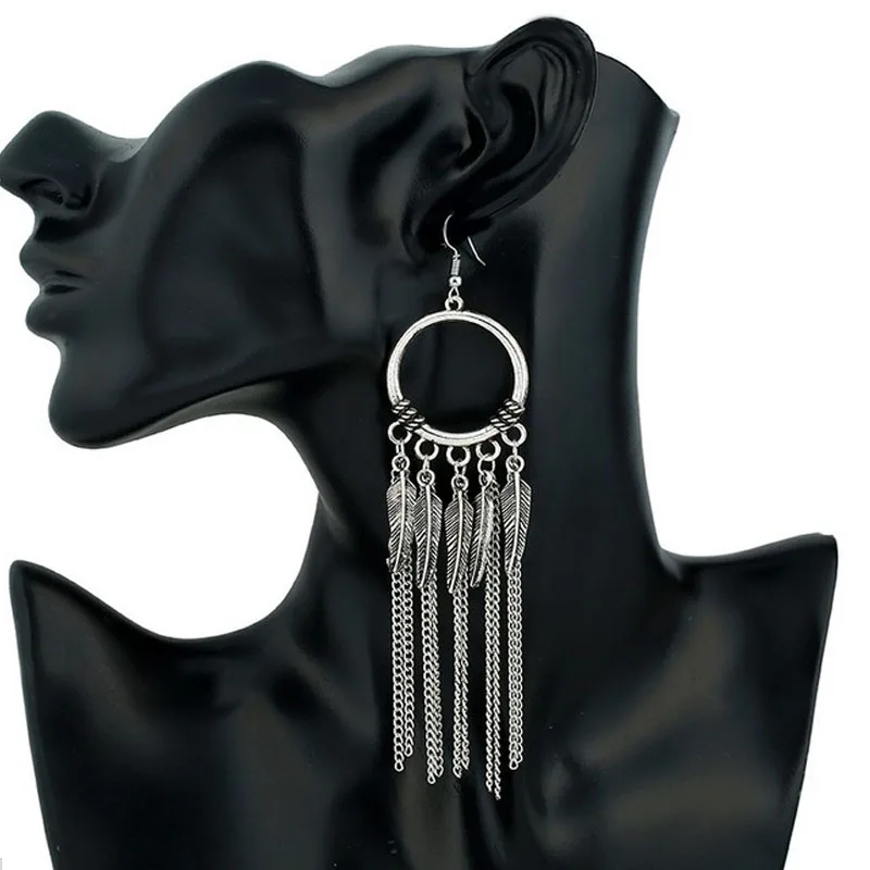 2017 модные богемные Винтажные Ювелирные изделия женские серьги с перьями висячие