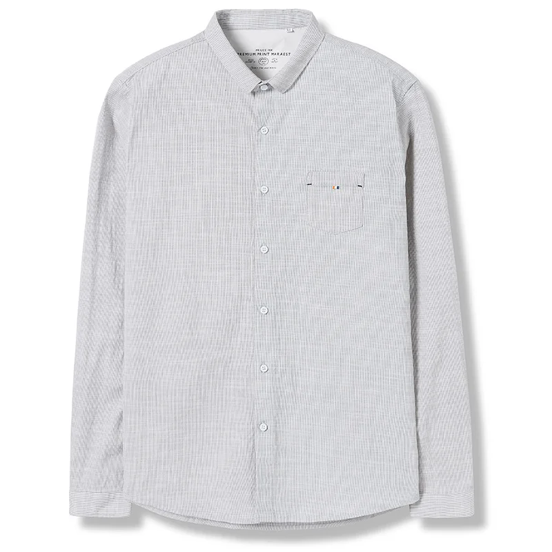 Markless Мужская Повседневная рубашка весенние рубашки с длинными рукавами camisa masculina рубашки с воротником-стойкой для мужчин CSA9518M - Цвет: Gray