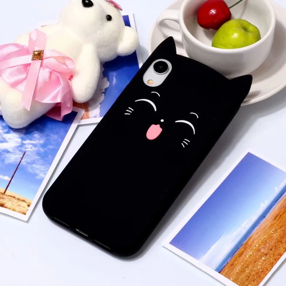 3D кошка улыбка уход за кожей лица Мягкий силиконовый чехол для Iphone XR XS MAX X 10 8 7 плюс