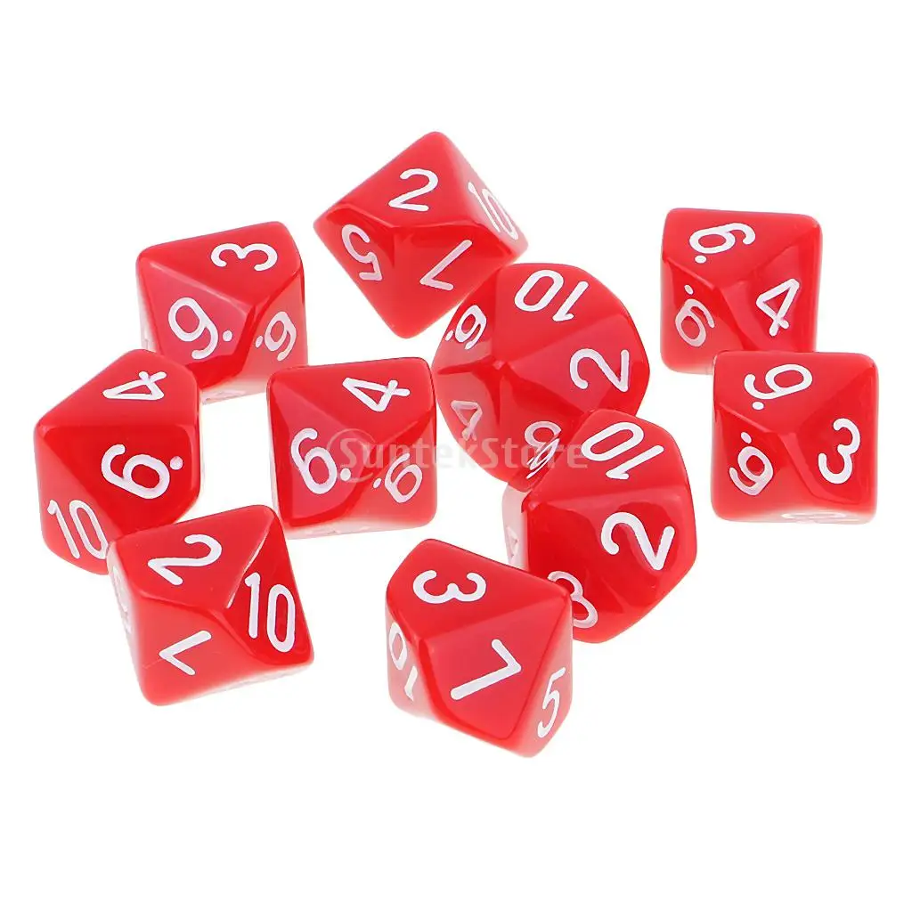 10x10 двусторонних игральных костей D10 многогранные акриловые игральные кости для