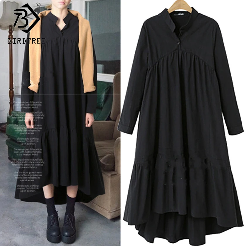 Женское свободное платье макси с длинным рукавом и оборками|ruffle dress|black womanlarge sizes |