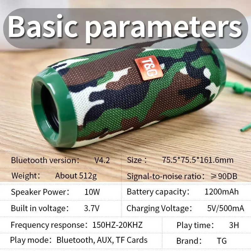 Bluetooth-Колонка BEESCLOVER TG117 водонепроницаемая Портативная Беспроводная колонка с
