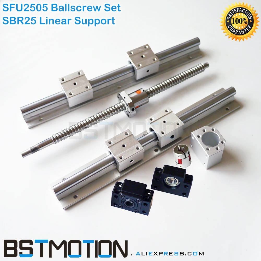 Шариковый винт SFU2505 шариковый 2505 + линейный рельсовый упор SBR25 400 500 600 700 мм 800 900 1000