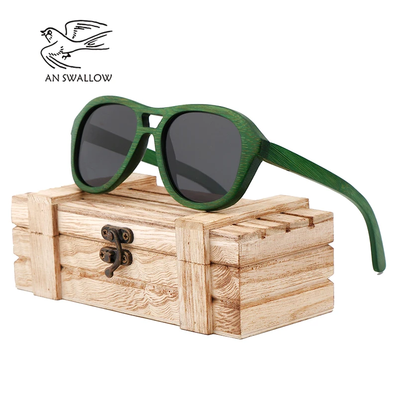 AN SWALLOW Real Wood Sunglasses Polarized Wooden Glasses UV400 Bamboo Brand Sun With Case | Аксессуары для одежды