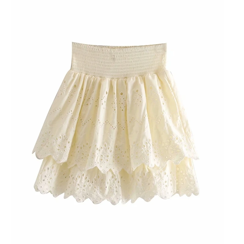 2019 женское милое Плиссированное ажурное кружевное платье с вышивкой уличная