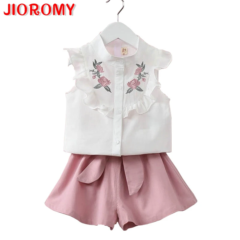 JIOROMY/Летний костюм новое пальто с вышивкой для девочек + милые шорты Лидер продаж |