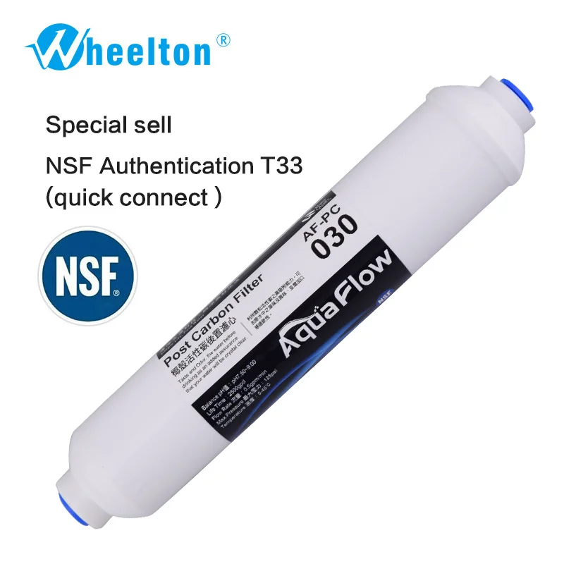 Wheelton предложение T33 щелочная вода пост угольный фильтр для воды фильтр очиститель системы RO-REVERSE осмоса Быстрый Разъем T10 дюймов
