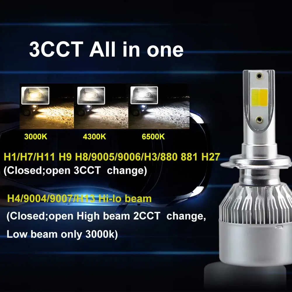 3CCT All in one Darkeye 8000K 4300K H4 H7 светодиодный фар автомобиля Комплект H1 H11 9005 HB3 9006 HB4 H8 2 шт. 72W фары для 3CCT все в одном светодиодный лампы автомобильные аксессуары - Испускаемый цвет: 3CCT All in one