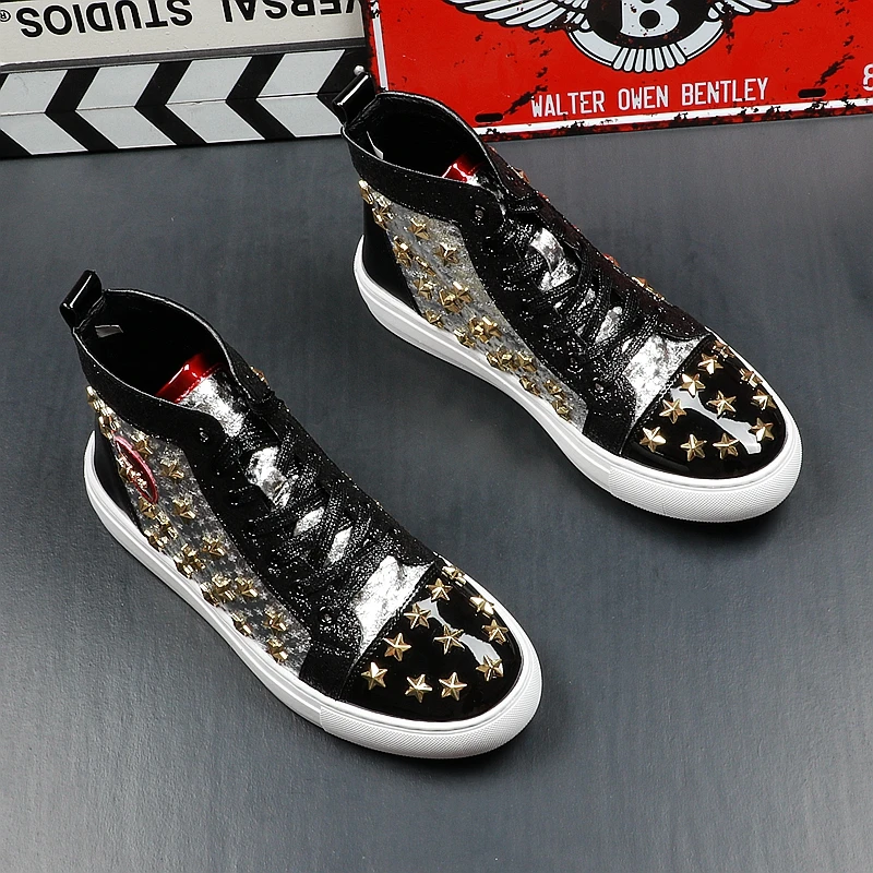 Мужская брендовая Дизайнерская обувь с заклепками и американским флагом