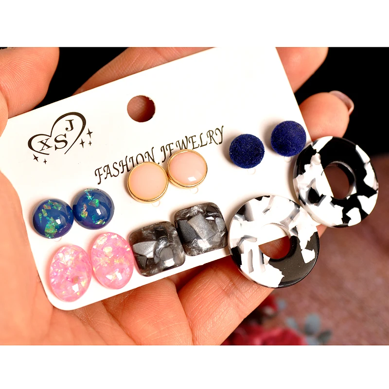 2019 New fashion women jewelry wholesale girls' party pearl stud mix-and-match 6 pairs /set gorgeous beautiful earrings gift | Украшения