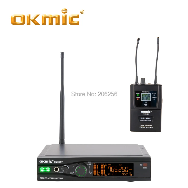 Новый передатчик OKMIC 003UT 1 шт. с 2 ресиверами 6202R Беспроводная система ушного