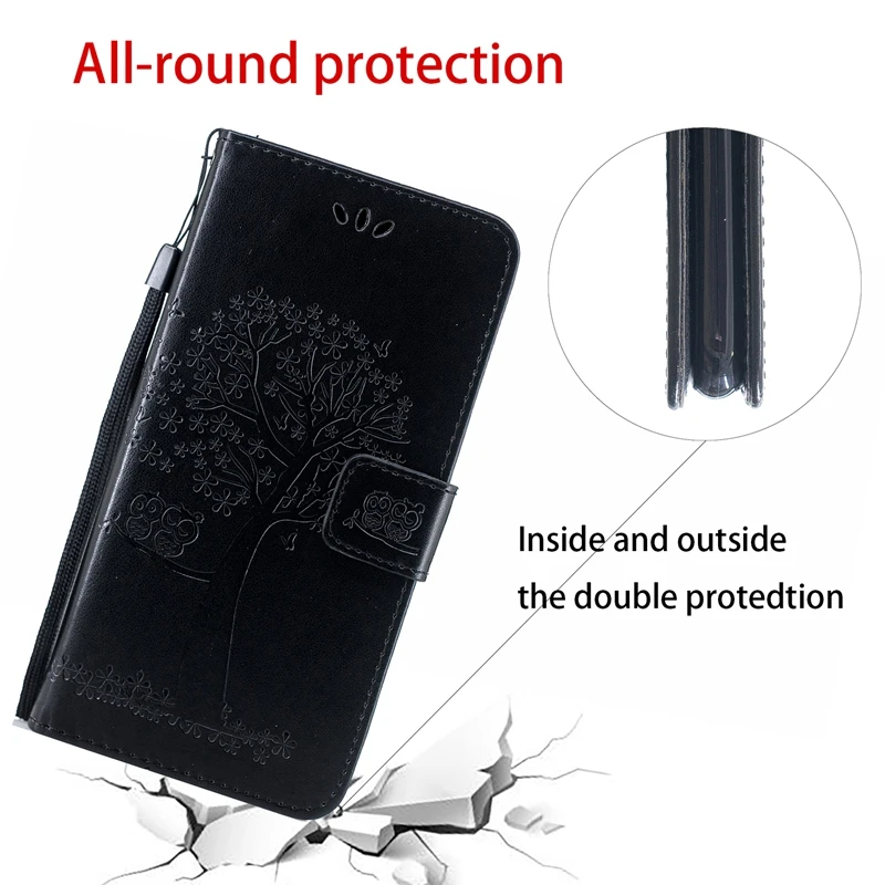 A30 A40 A50 чехол для Samsung задняя крышка Сова Дерево тисненый кожаный Funda A70 etui|Бамперы|