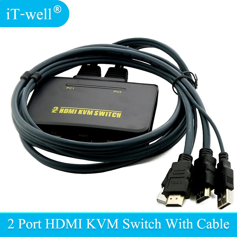 IT well 2 порта usb Kvm hdmi переключатель USB 0 KVM преобразователь Переключатель аудио