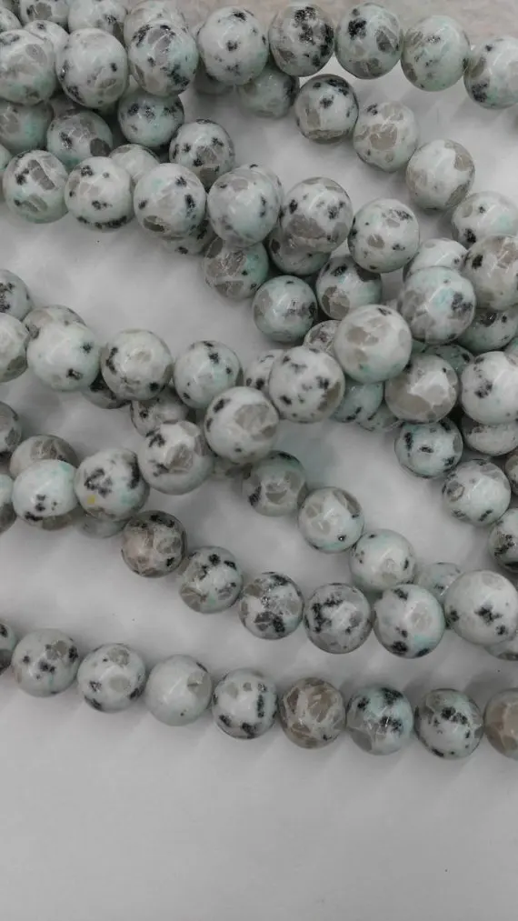 

2strands 8 10 12mm Natual jasper stone Round Ball aqua blue crab matte mixed loose bead