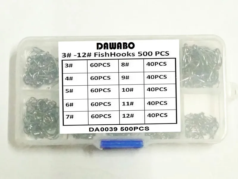 DAWOBO 200 шт.-500 шт./лот 3#-12# из высокоуглеродистой стали, круглые крючки для ловли рыбы, пресноводные рыболовные крючки с отверстием, крепкие рыболовные снасти для ловли карпа - Цвет: 500PCS