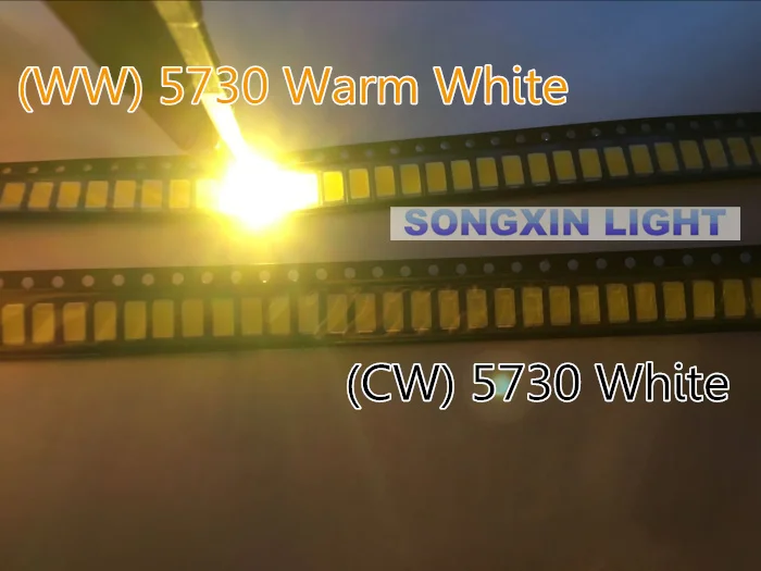 Набор диодов 1000 SMD LED 5730 10 видов красный/зеленый/синий/белый/желтый/теплый