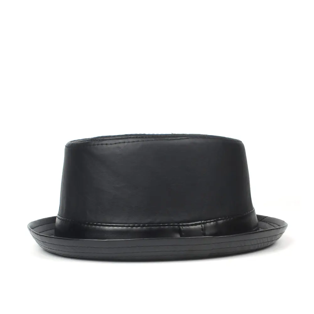 Мужская черная шляпа со свиным пирогом для папы кожаная Fedora модная мужская