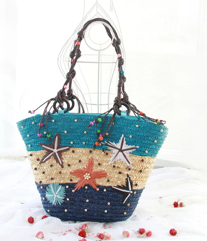 Соломенная Сумка для праздника гавайская красочная пляжная сумка в богемном