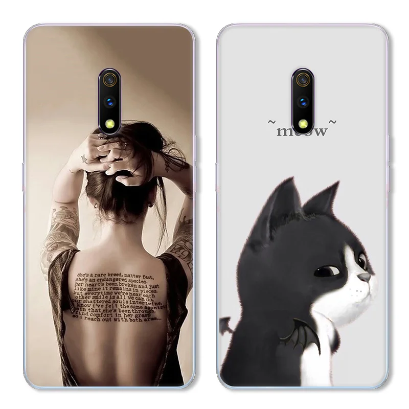 Cartoon Cat and Fish Case For OPPO Realme X TPU Painted Mobile Phone Shell Lovely Color Painting Case.17 Colors! |
