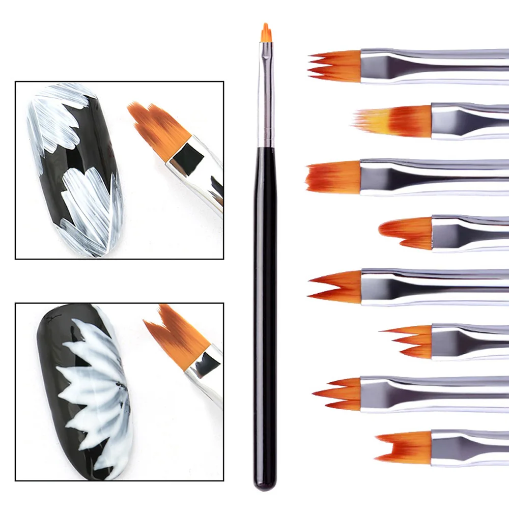8Pcs Nail Art Tool Acrylic UV Gel Extension Brushes Flower Design Drawing Drill Point Painting Pen Set Home Decor | Красота и