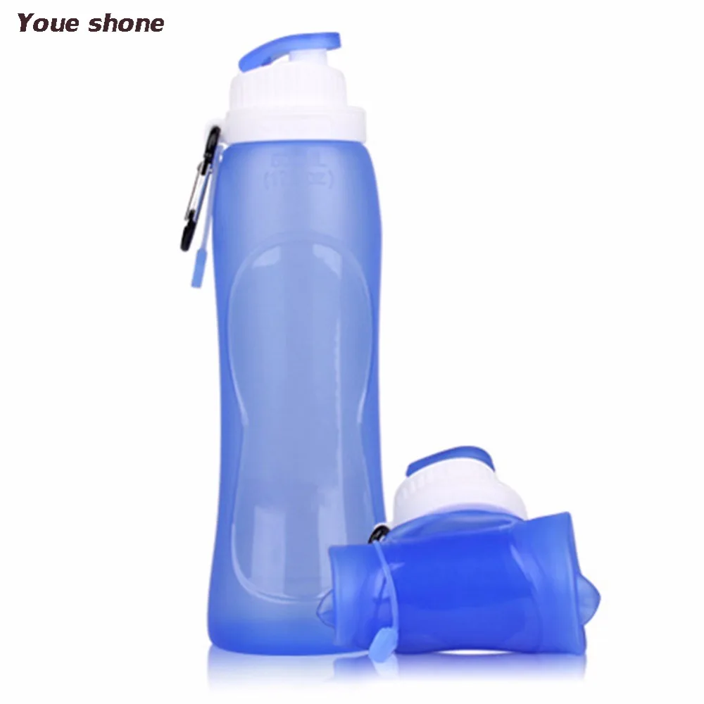 500ml Silicone Foldable Water Bottle BPA Free Collapsible Drinkware Travel Sport Camping Hiking Accessories | Дом и сад