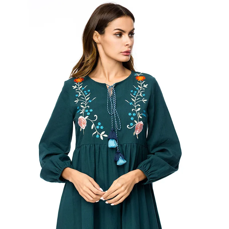 Мусульманское платье Марокканское кафтан Дубай Арабская абайя вышивка