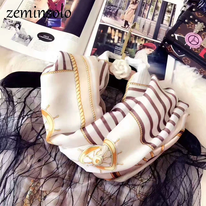 2018 роскошный брендовый женский шелковый шарф модный Мягкий Гладкий летний на