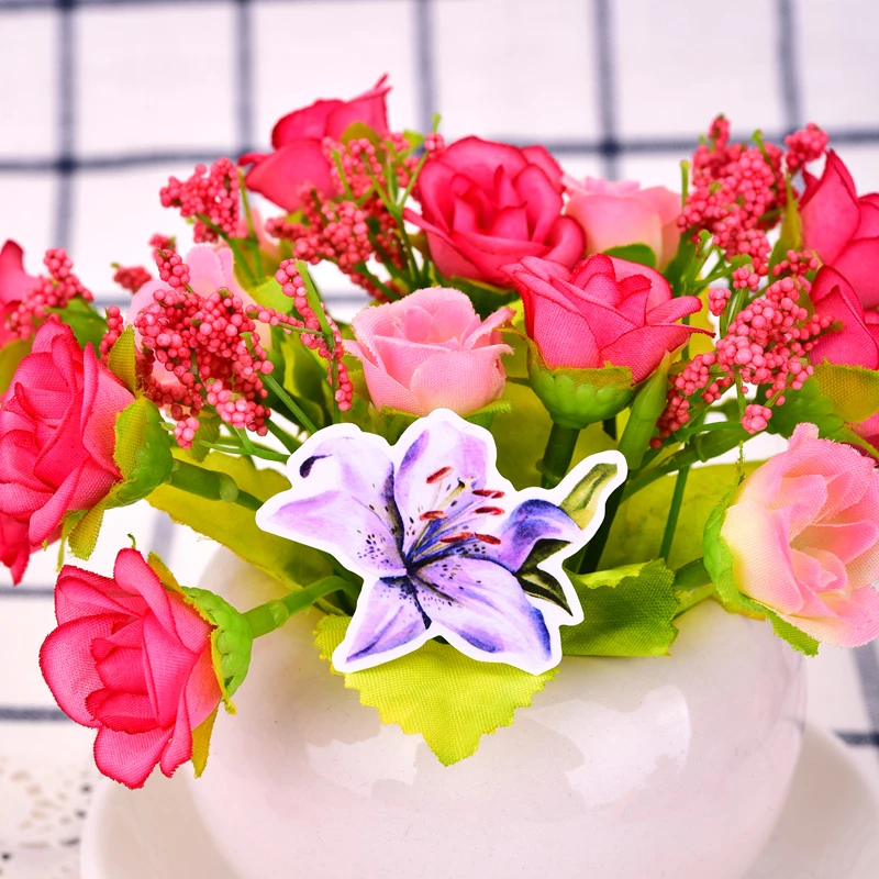 Наклейки для скрапбукинга с голубыми цветами 33 шт.|Канцелярские наклейки| |