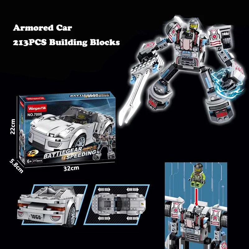 Legoed Трансформация Робот черный автомобиль кирпичики город строительные блоки