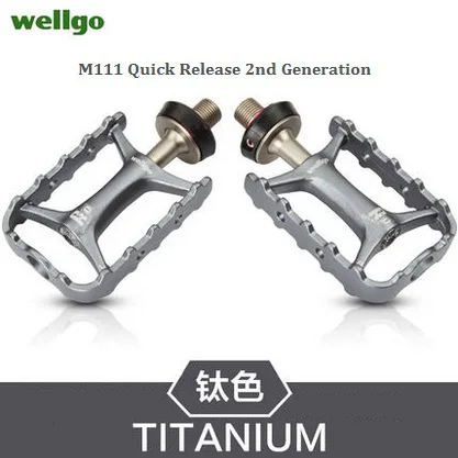 Titanium Wellgo оригинальные M111 быстросъемные не быстросъемные велосипедные педали для шоссейного велосипеда сверхлегкие педали MTB велосипедные педали с подшипником - Цвет: Titanium