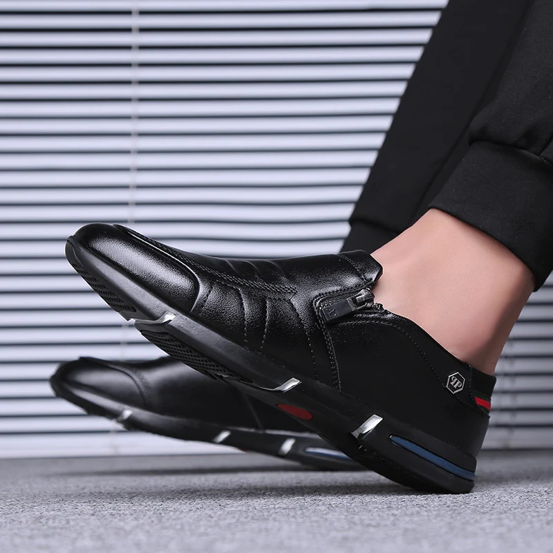 Italian Mens Shoes Casual Luxury Brand Autumn Men Loafers Split Leather Moccasins Comfy Slip On Boat sapato masculino Aux3 | Обувь