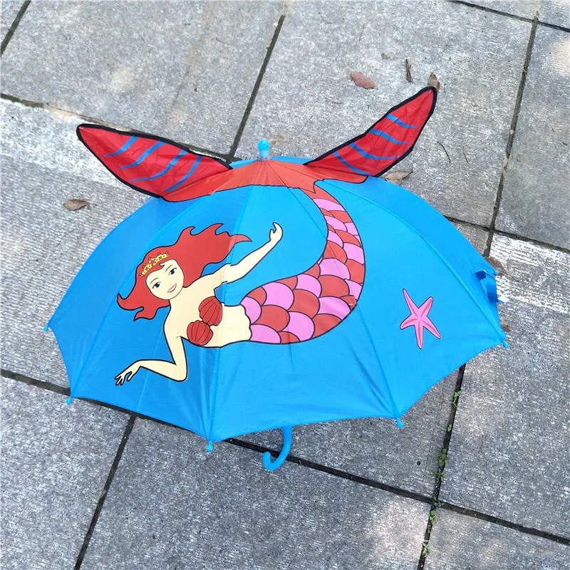 Милый 3d зонт с животными для мальчиков и детей мультяшный Зонт длинной ручкой