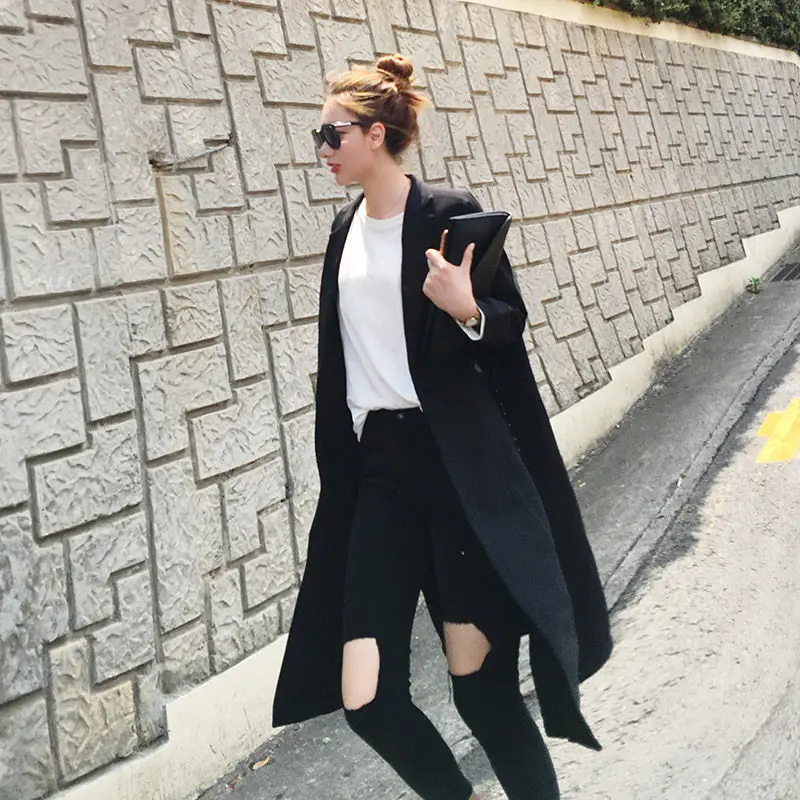 Тренч Женский длинный черный с жемчугом и бусинами|Женские плащи тренчи| |