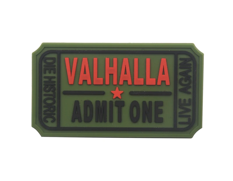 ПВХ VALHALLA призовение один билет нравственная нашивка Mad Skull Max тактические армейские Викинги Live Again Die старинный значок нашивка аппликация - Цвет: green size 7.5x4cm