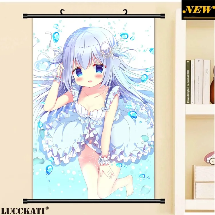 K 40X60 см, Gochiusa Gochuumon wa Usagi Desu ka Rabbit, сексуальная лоли, мультфильм, аниме картинка, настенная прокрутка, холст, живопись, плакат - Цвет: K