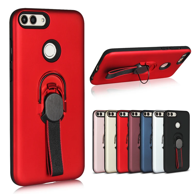 2 in 1 Hard PC+Soft TPU Plastic Case Cover Funda Magnetic Finger Ring Holder Mount for HUAWEI Y6 Prime Y7 Pro 2018 Honor 7C 7A |