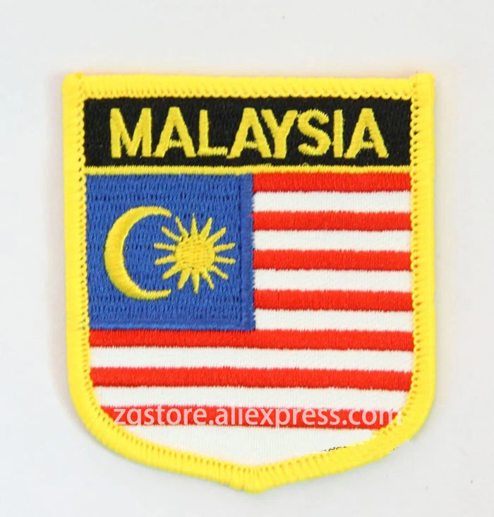 

Hot Sale ! Embroidery Patches National flag Emblem Patches Malaysia Flag Iron on 7X6CM NGQ1114