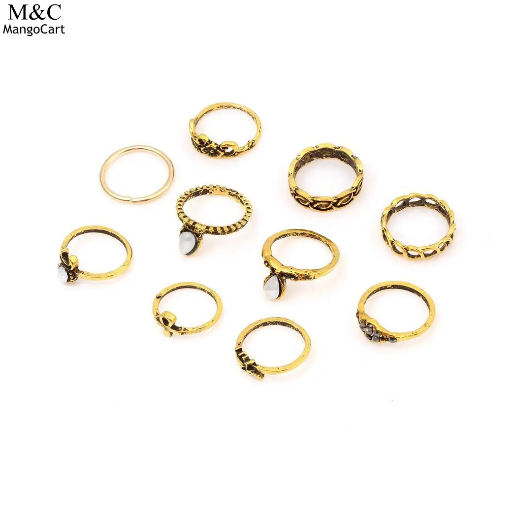 Комплект Богемия миди кольцо 10 шт. Винтаж стимпанк слон Луна Anillos