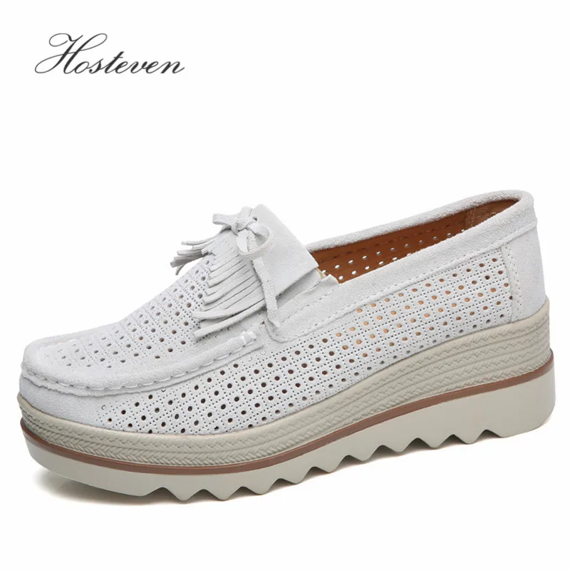 Hosteven/Женская обувь кроссовки лоферы на плоской подошве мокасины платформе из