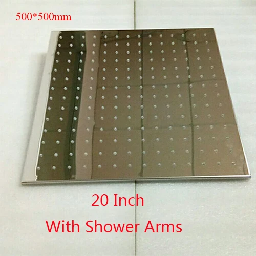 500mm(20 Inch) Большой SPA douche светодиодный светильник негабаритная квадратная душевая головка 40/31 дюймов дождевая водосберегающая душевая головка Одиночная хромированная soffione doccia - Цвет: 500mm(20 Inch)