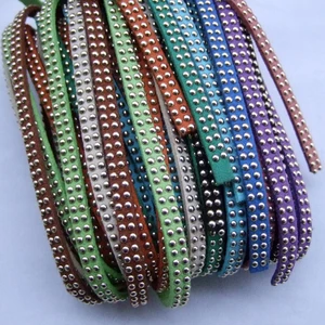 1 метр 5 мм замшевый плоский кожаный шнур с заклепками точечный браслет сделай сам Изготовление ювелирных изделий ручной работы