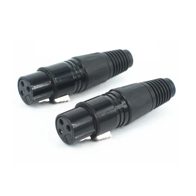 

5PCS/lot Audio Cable Connector Black Color 3pin XLR MIC Female Connector