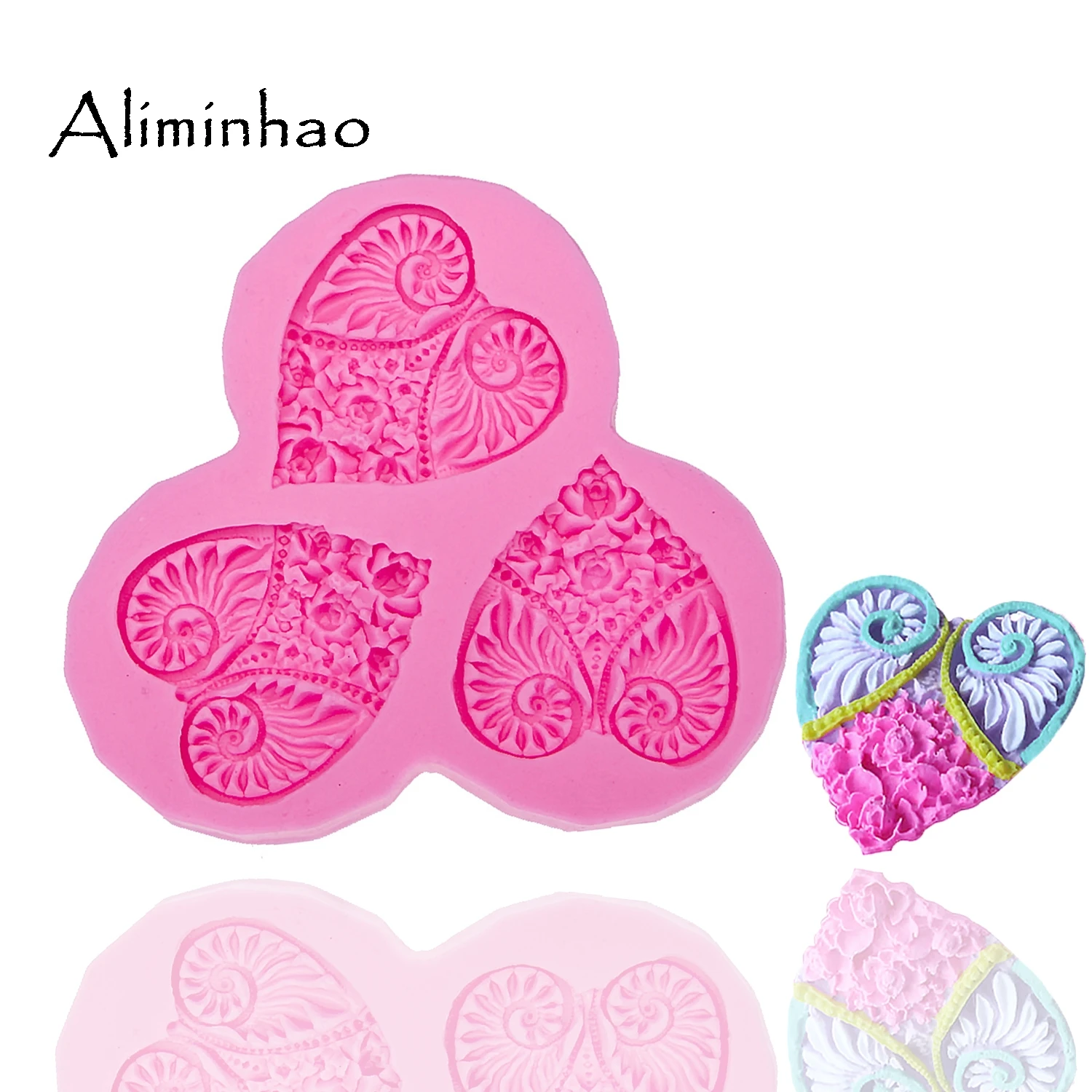 B0048 3 отверстия в форме сердца цветок силиконовая форма для выпечки кондитерских изделий помадка формы для украшения торта инструменты для шоколада