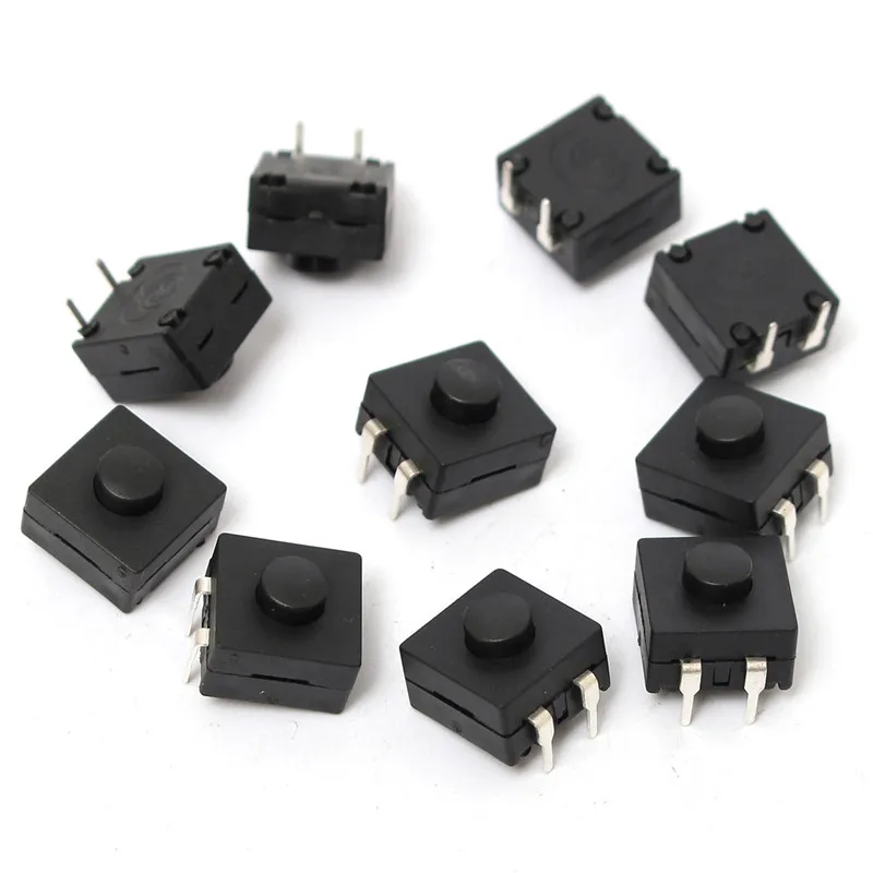 10 шт. DIP PCB мини Блокировка Тактильные Такт кнопочный переключатель 12x12x9mm |
