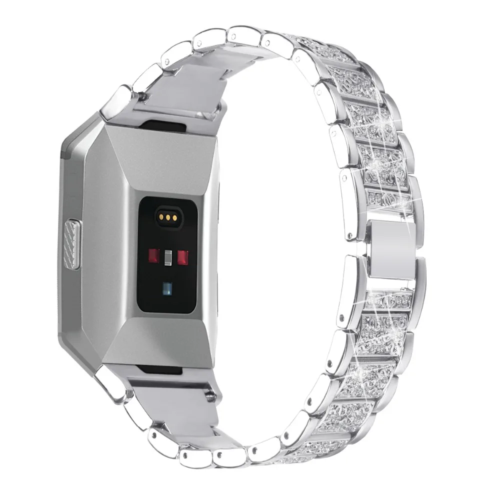 Metal Bands for Fitbit Ionic Replacement Band stainless steel with Rhinestone Bling Adjustable Bracelet | Электроника