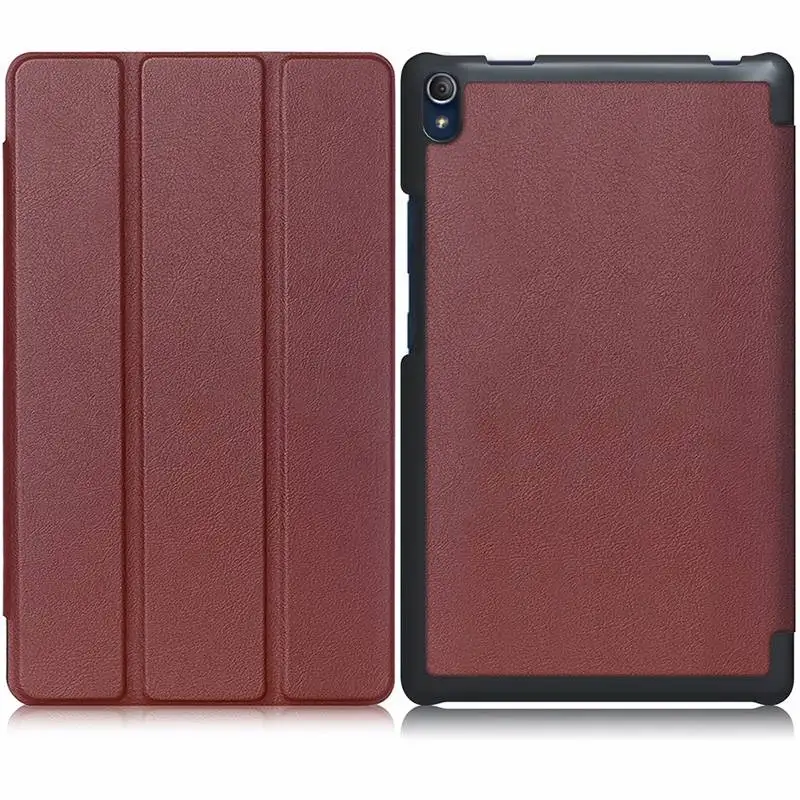 brown Тонкий кожаный чехол-книжка из искусственной кожи чехол для lenovo TAB3 Tab 3 8 Plus 8703 8703x TB-8703F TB3-8703 TB3-8703 защитный планшет чехол+ Защитная пленка на экран+ подставка для ручек - Цвет: brown