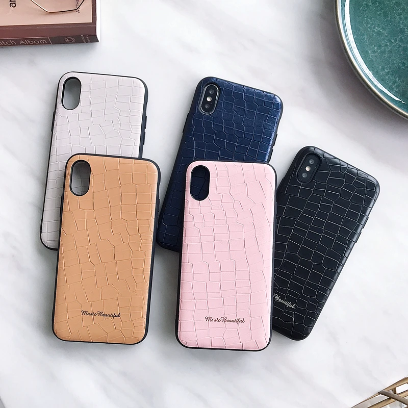 Роскошный кожаный чехол с каменной текстурой для iphone 6 7 8 plus X галькой стиль ТПУ ПК