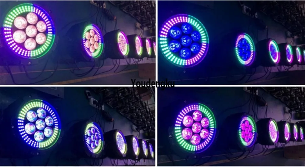 4 шт. 7x12 Вт rgbaw + УФ 6 в 1 Мини светодиодный par dmx 64 с 144x0 2 круглым rgb can