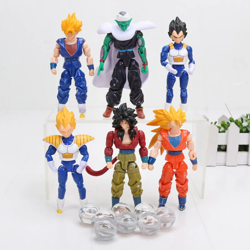 13 см 6 шт./компл. Dragon ball z Супер saiyan son goku/Вегета gogeta сотовый с crastal шарик шарики ПВХ фигуркы игрушки