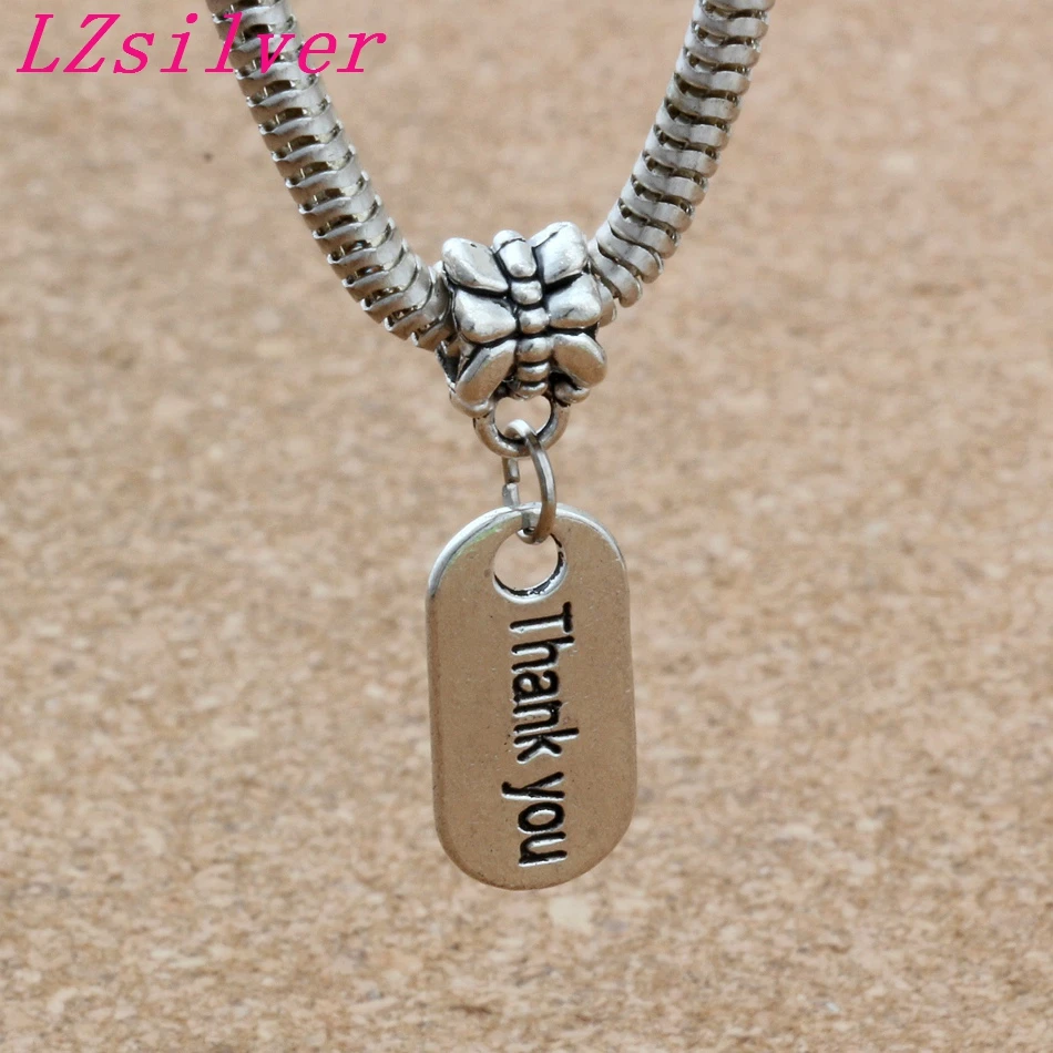 100 шт. цинковый сплав металла односторонняя &quotспасибо&quot бренд подвеска-Шарм с